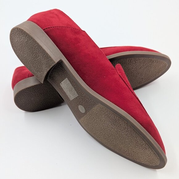 Journee Collection Women's Size 8W Red Suede Tenley Flats | Loafer NEW - Picture 4 of 7
